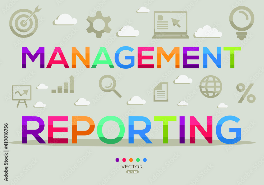 Creative (management reporting) Banner Word with Icon ,Vector illustration.