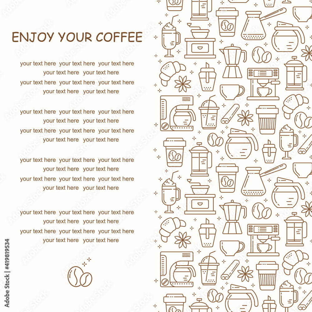 Mẫu Seamless Coffee Pattern khiến cho khách hàng bị lôi cuốn bởi những họa tiết đầy sáng tạo. Điểm nhấn độc đáo của các chi tiết tạo hình giúp cho không gian tràn ngập cảm giác tiện dụng và tràn đầy năng lượng.