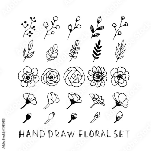 手描き風おしゃれなお花セット