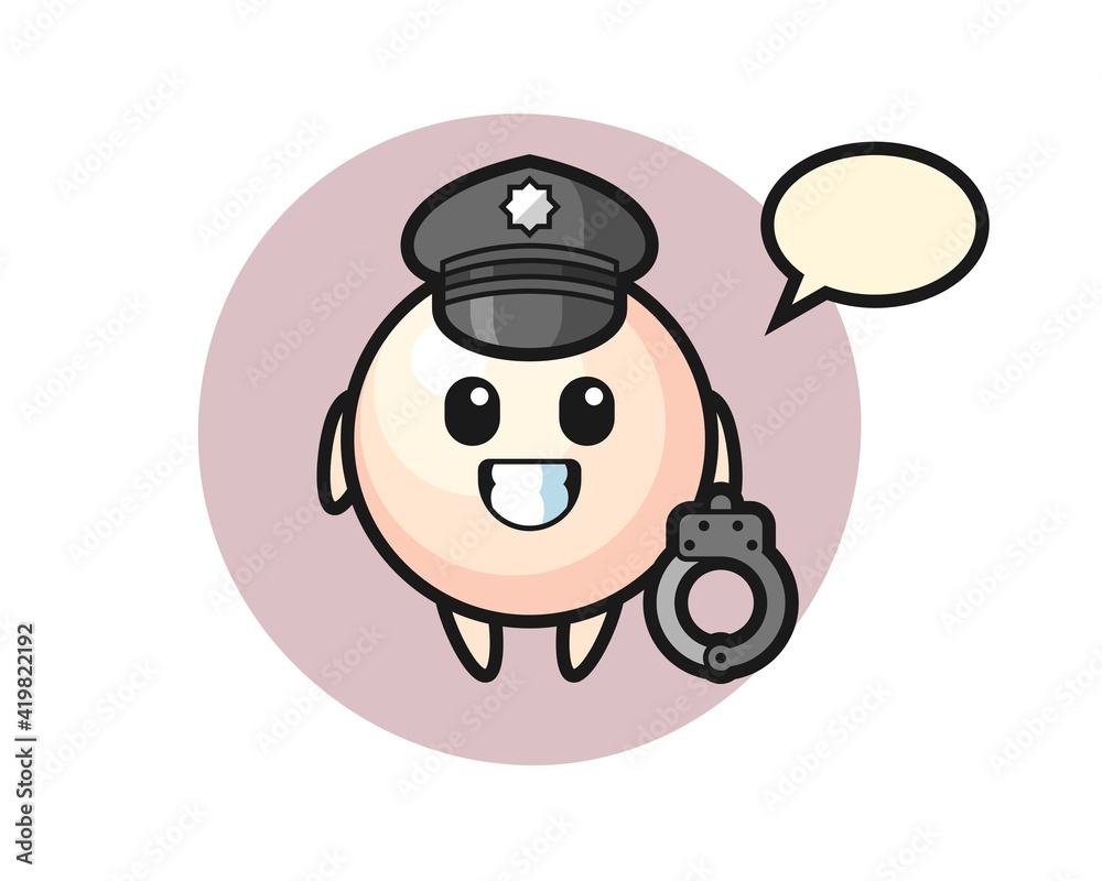 Fototapeta premium Cartoon mascot of pearl as a police