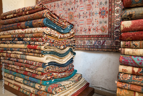 Fotografie Antique colorful weaved rug