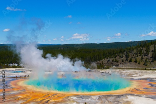 The Midway Geyser Basin s Grand Prismatic Spring is the largest hot spring in the United States  Yellowstone National Park  Wyoming