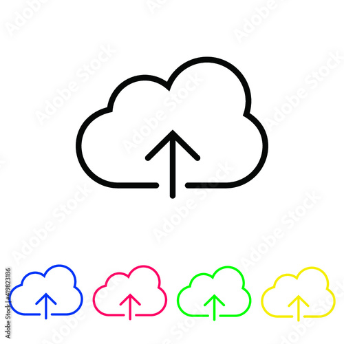 Cloud upload, linear icon. One of a set of linear web icons
