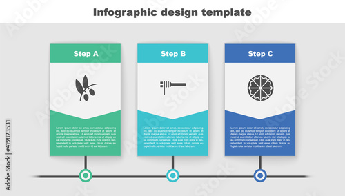 Set Olives branch, Pasta spaghetti and Pizza. Business infographic template. Vector.