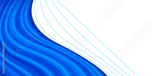 Blue Light Wave Abstract Background with White Space