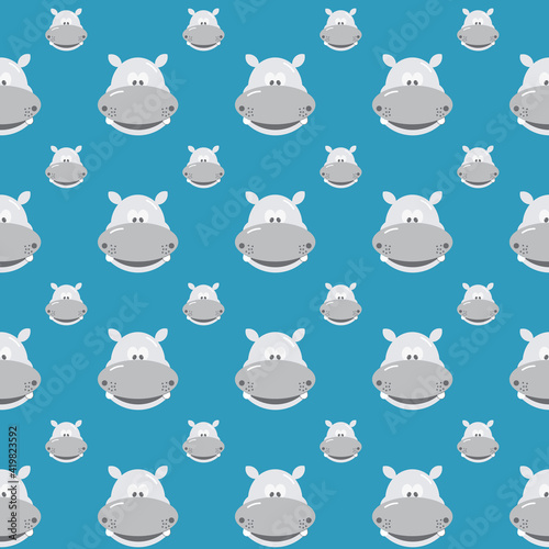 Seamless pattern with hippo