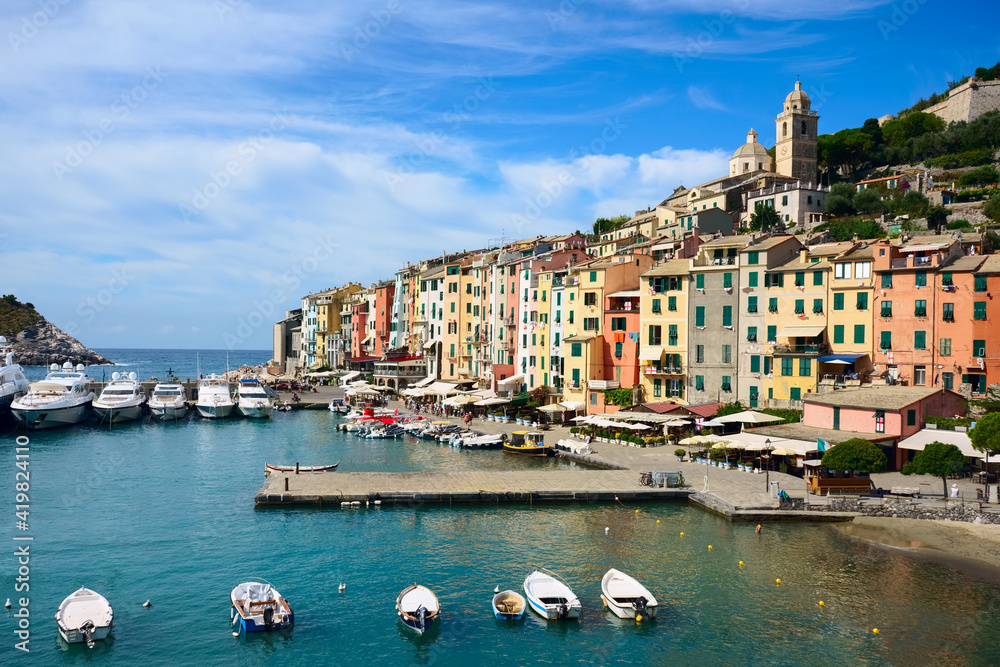  picturesque harbor of Porto Venere, Italian Riviera, Liguria.