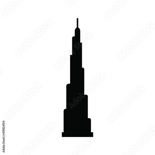 Burj Khalifa tower icon. UAE Dubai symbol.