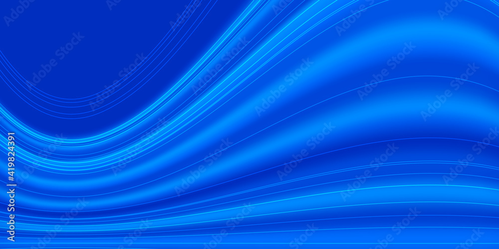 Fototapeta premium Abstract Blue Wave on Background. Vector Illustration