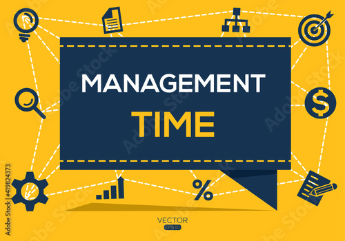 Creative (management time) Banner Word with Icon ,Vector illustration.