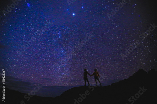 Oahu night starry milky way, Hawaii