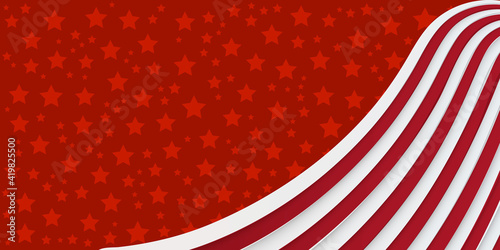 Modern red stars abstract background with red white frame ribbon. Suit for business presentation background, banner, festive, flag, and other template