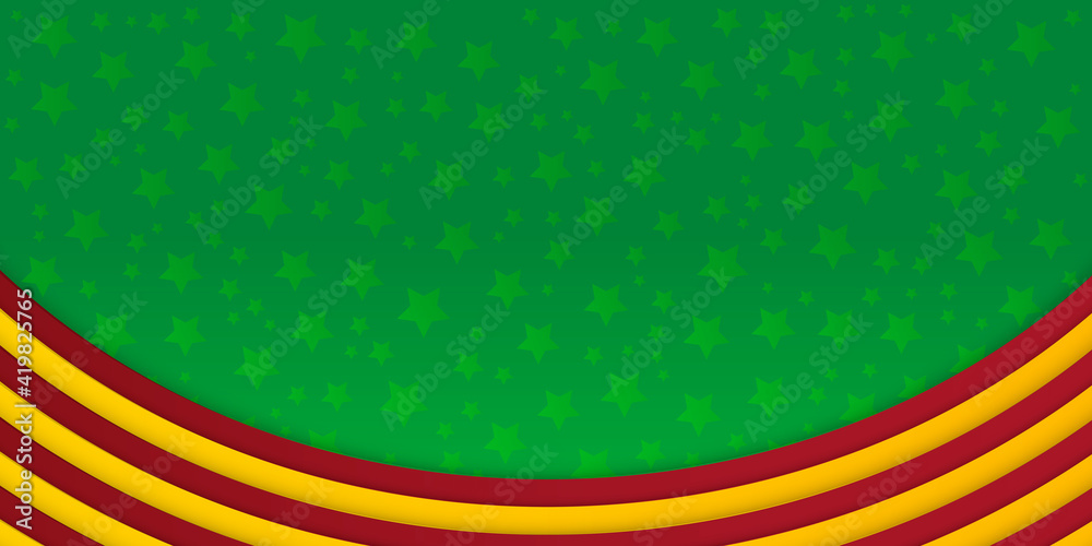 Abstract green star background with red yellow wave frame and copy ...