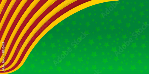 Abstract green stars background with red yellow wave frame ribbons. Suit for presentation background with national flag colour