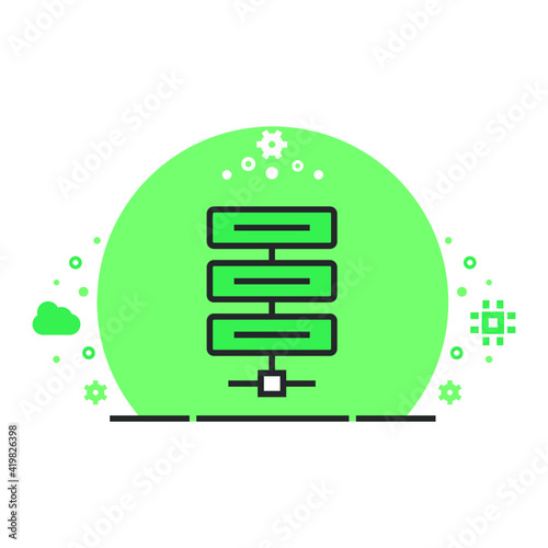 Vector illustration of high-tech technology coloured icon. Server icon.	