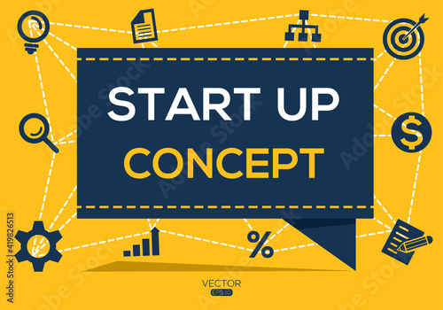 Creative (start up concept) Banner Word with Icon ,Vector illustration.