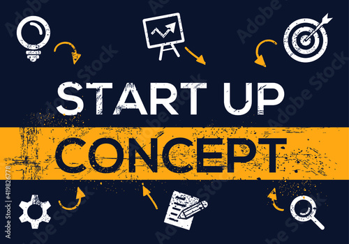 Creative (start up concept) Banner Word with Icon ,Vector illustration.