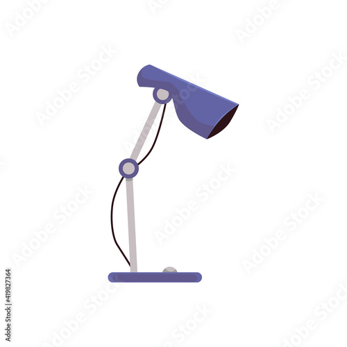 Blue desk lamp isolated on white background, electric table light