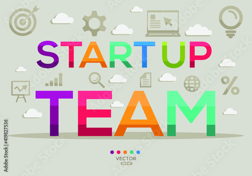 Creative (start up team) Banner Word with Icon ,Vector illustration.