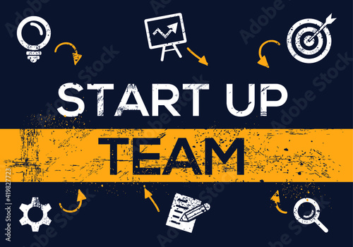 Creative (start up team) Banner Word with Icon ,Vector illustration.