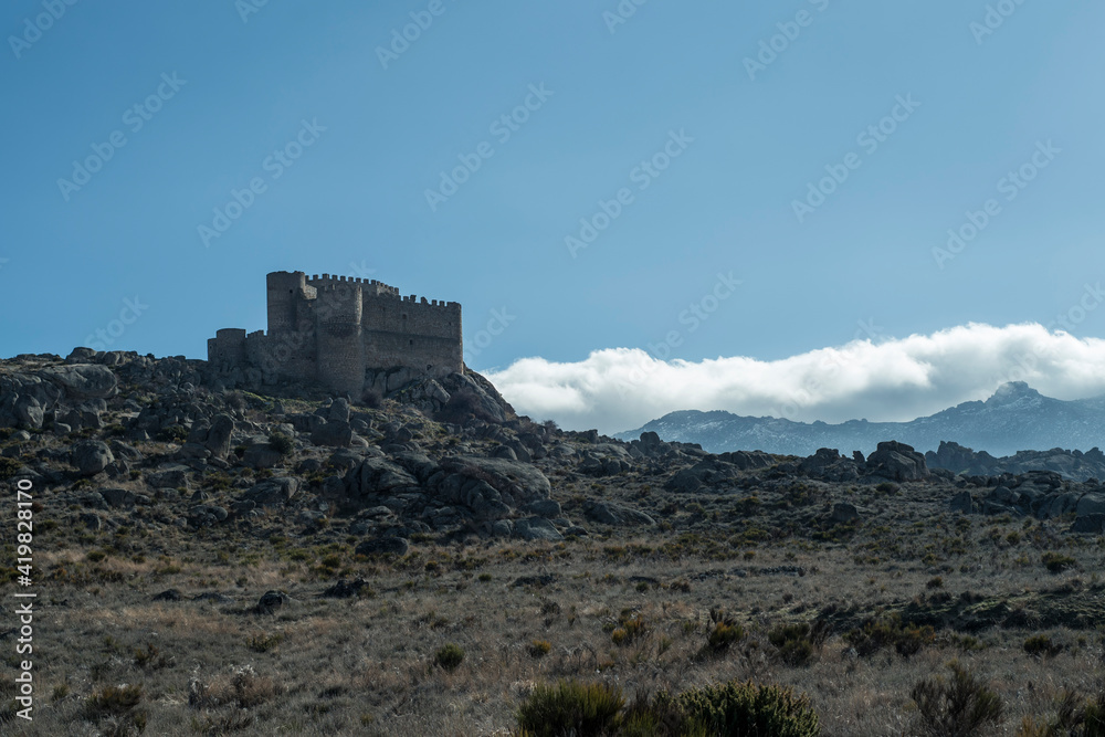 Abandoned medieval castle of Aunqueospese in Mironcillo, Avila, Spain