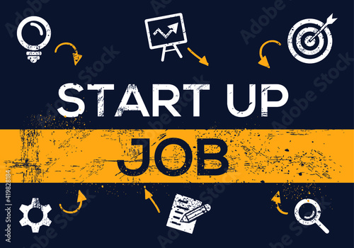 Creative (startup job) Banner Word with Icon ,Vector illustration.