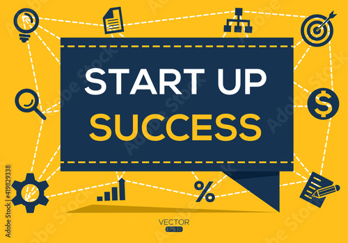 Creative (startup success) Banner Word with Icon ,Vector illustration.