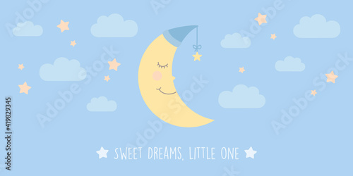 sweet dreams little one banner with cute moon