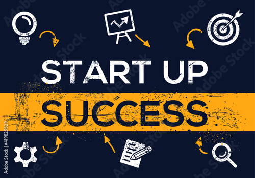Creative (startup success) Banner Word with Icon ,Vector illustration.
