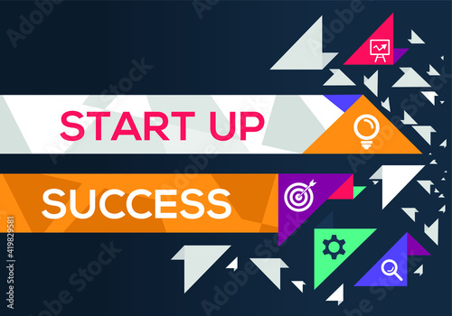 Creative (startup success) Banner Word with Icon ,Vector illustration.