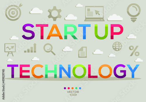 Creative (startup technology) Banner Word with Icon ,Vector illustration.