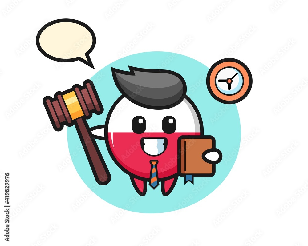 Mascot cartoon of poland flag badge as a judge