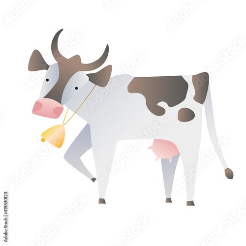 Simple drawing with a cow. Colored vector illustration