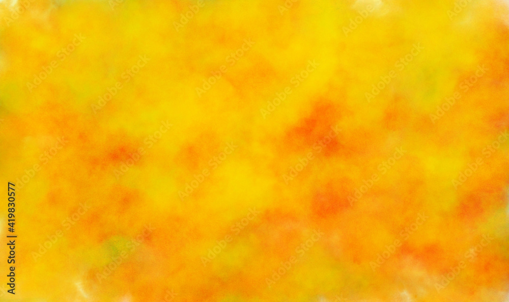 オレンジ、黄色、緑の水彩の筆の跡、背景素材、テクスチャ