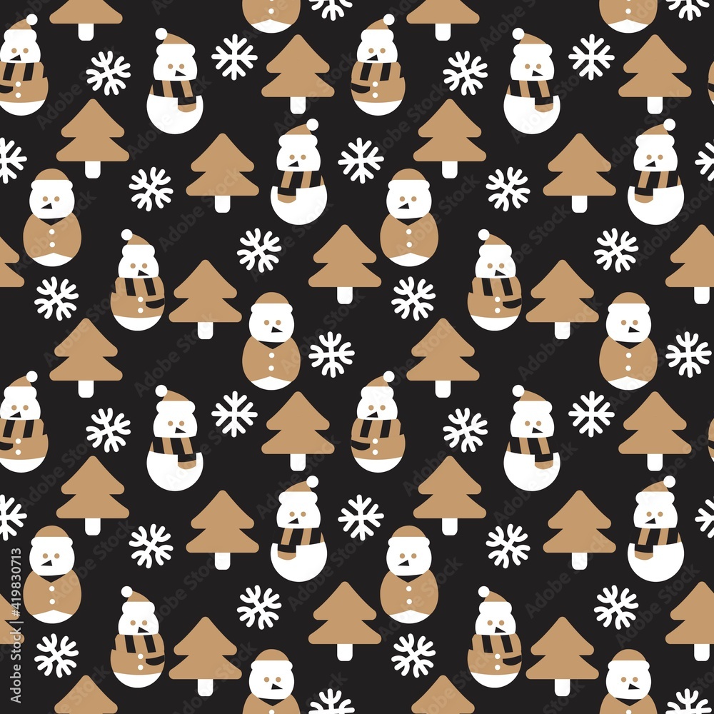 Obraz premium Brown Christmas Snowman seamless pattern design
