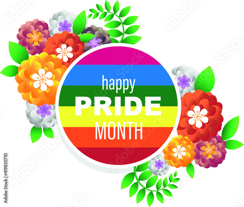 Pride moon poster vector design with line colorful rainbow text.  LGBT Pride for Lesbian Gay Bisexual and Transgender Design Element.