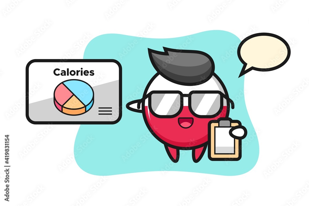 Illustration of poland flag badge mascot as a dietitian