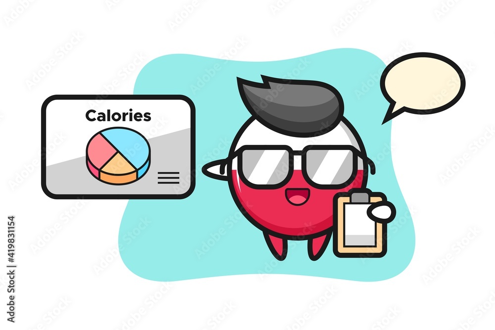 Illustration of poland flag badge mascot as a dietitian Illustration of poland flag badge mascot as a dietitian
