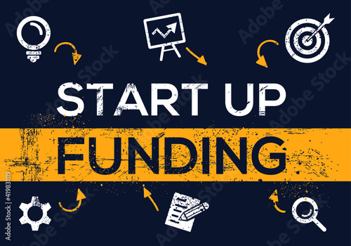 Creative (startup funding) Banner Word with Icon ,Vector illustration.