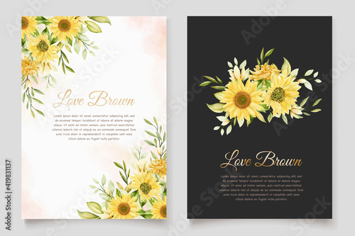 beautiful sunflower invitation card set