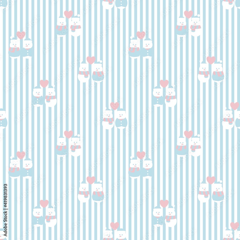 Pink Christmas Snowman seamless pattern design Pink Christmas Snowman seamless pattern design