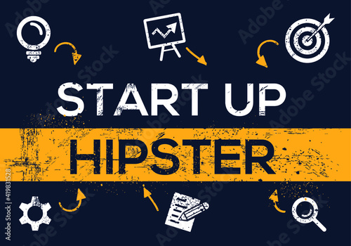 Creative (startup hipster) Banner Word with Icon ,Vector illustration.