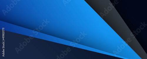 Abstract blue black triangles geometric background for wide banner