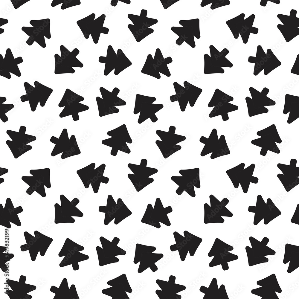 Black and White Christmas Tree seamless pattern design Black and White Christmas Tree seamless pattern design