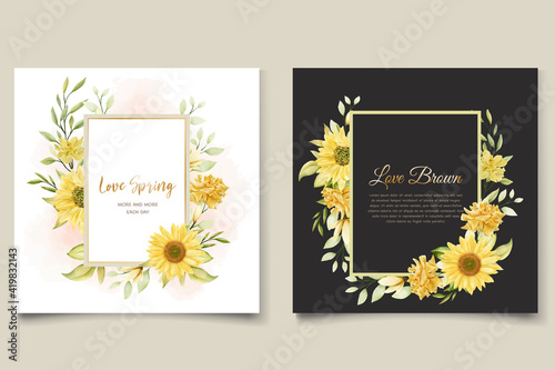 beautiful sunflower invitation card set