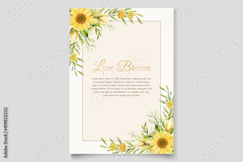beautiful sunflower invitation card set