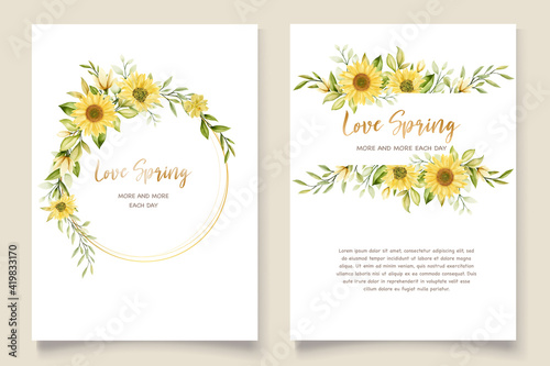 Fototapeta beautiful sunflower invitation card set