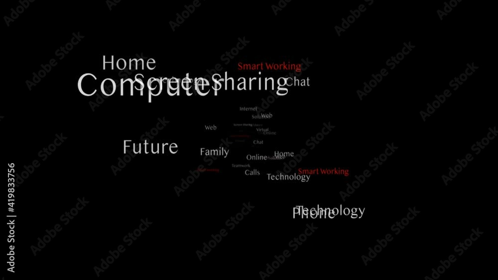 SMART WORKING Keywords Animation, Background, Loop, 4k
