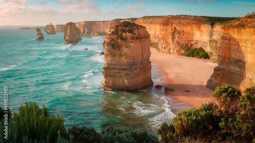 Twelve Apostles an der Great Ocean road in Australien im Sonnenuntergang
