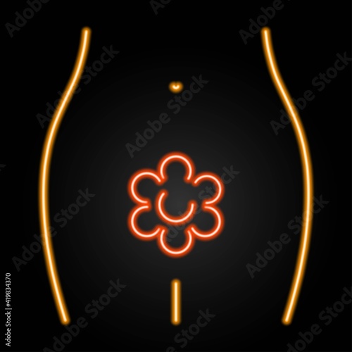 Menstrual cycle neon sign, modern glowing banner design, colorful trend of modern design on black background. Vector illustration.